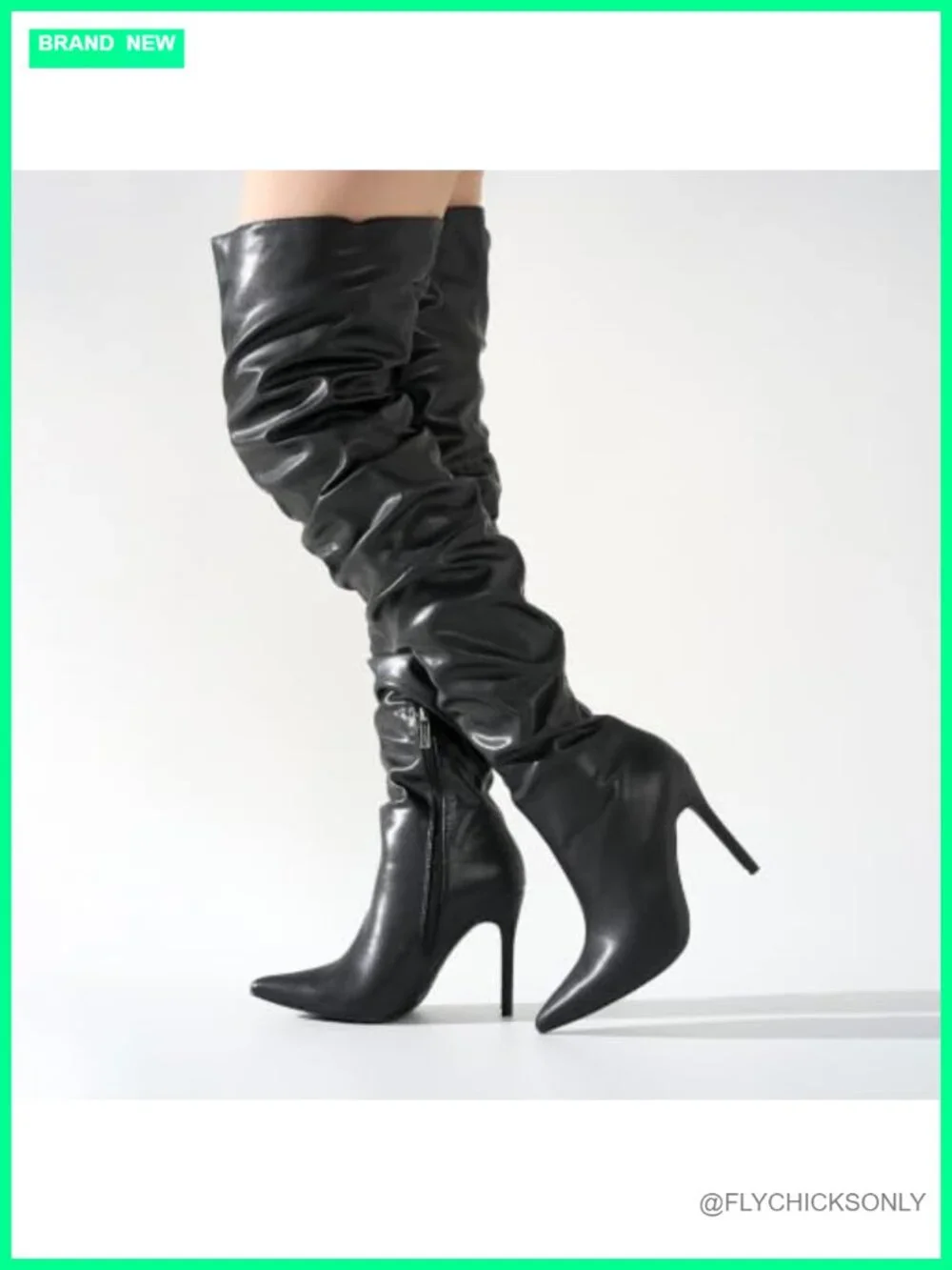 Thigh High Boots Pointed Toe Cowgirl Slouch Over the Knee PU Cushioned